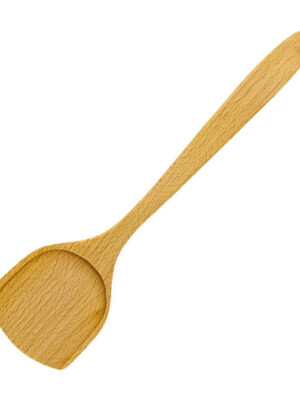 Wooden spatula or rice scoop isolated on white background with clipping path